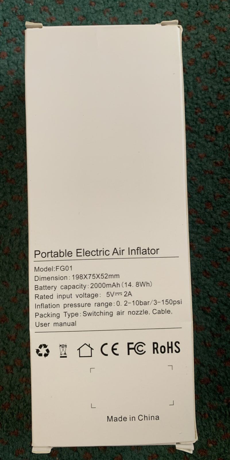 150PSI Wireless Car Electric Tire Inflator Portable USB Air Compressor Pump FG01